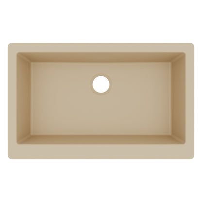 34" Farmhouse Large Single Bowl Quartz Composite Kitchen Sink In Bisque