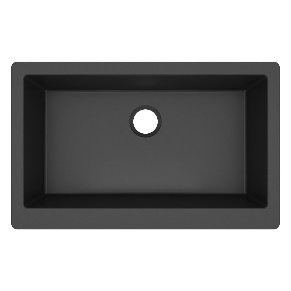 34" Farmhouse Large Single Bowl Quartz Composite Kitchen Sink In Black