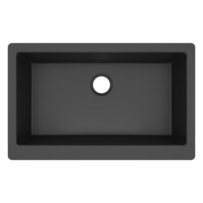 34" Farmhouse Large Single Bowl Quartz Composite Kitchen Sink In Black