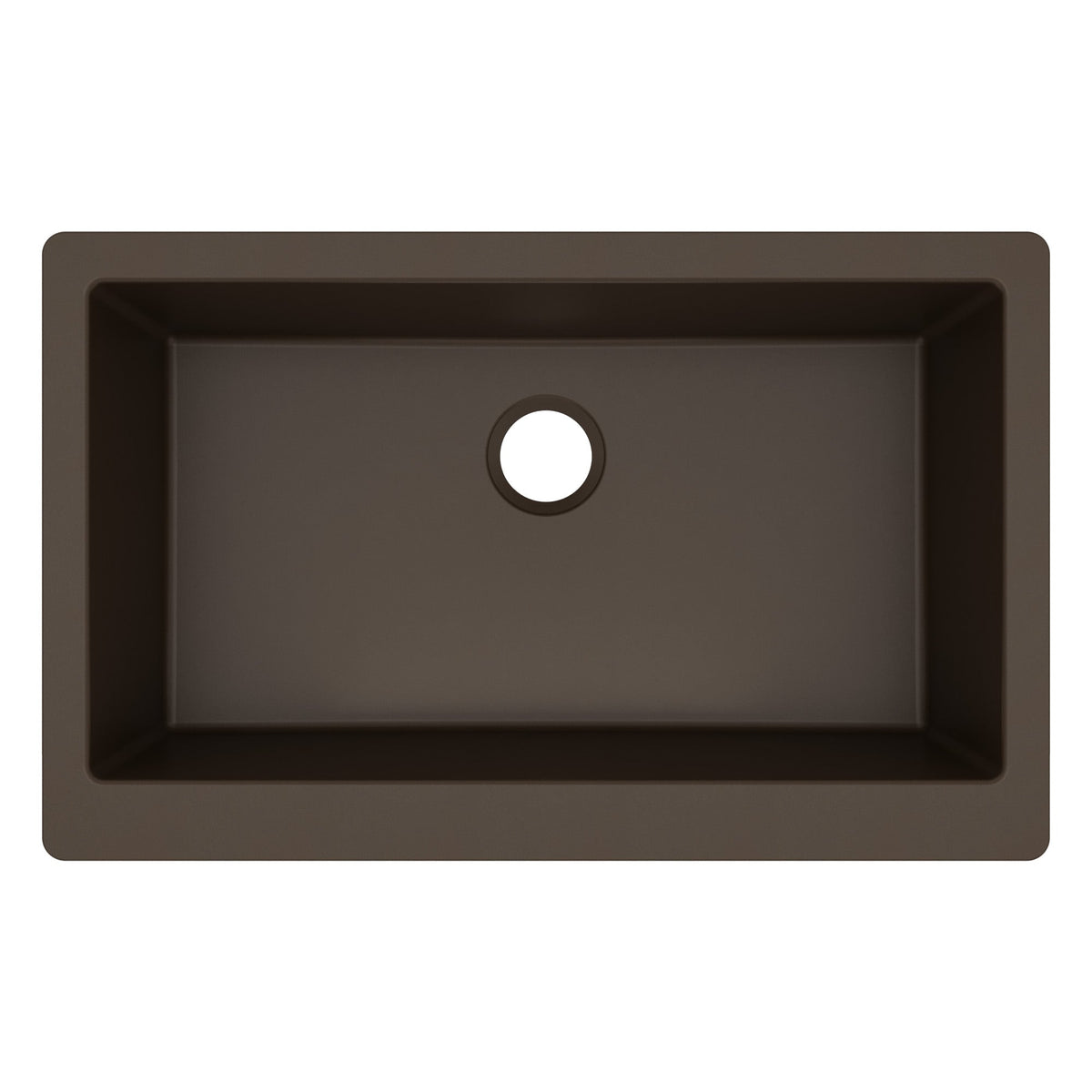 34" Farmhouse Large Single Bowl Quartz Composite Kitchen Sink In Brown