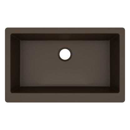 34" Farmhouse Large Single Bowl Quartz Composite Kitchen Sink In Brown