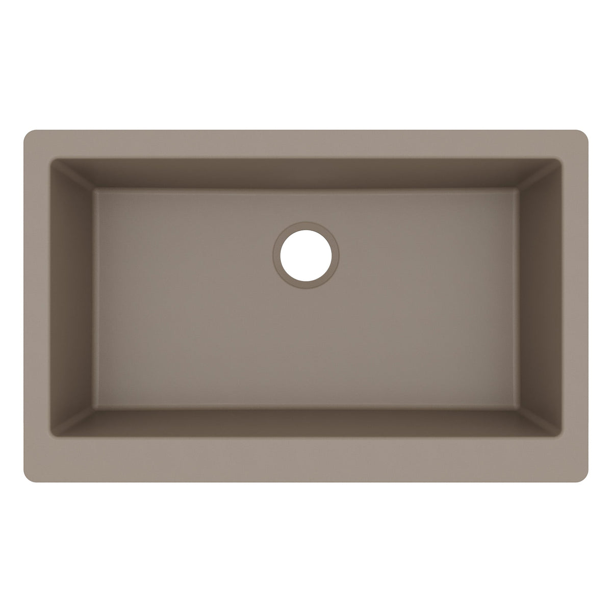 34" Farmhouse Large Single Bowl Quartz Composite Kitchen Sink In Concrete