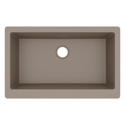 34" Farmhouse Large Single Bowl Quartz Composite Kitchen Sink In Concrete