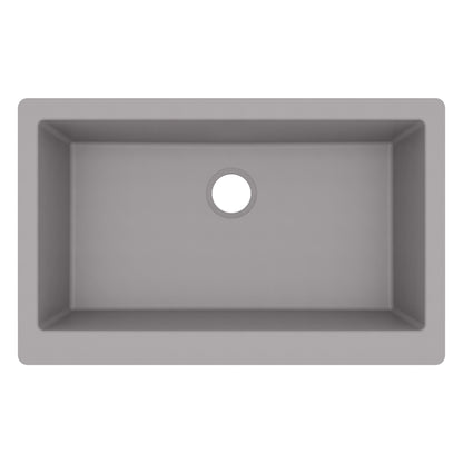 34" Farmhouse Large Single Bowl Quartz Composite Kitchen Sink In Grey