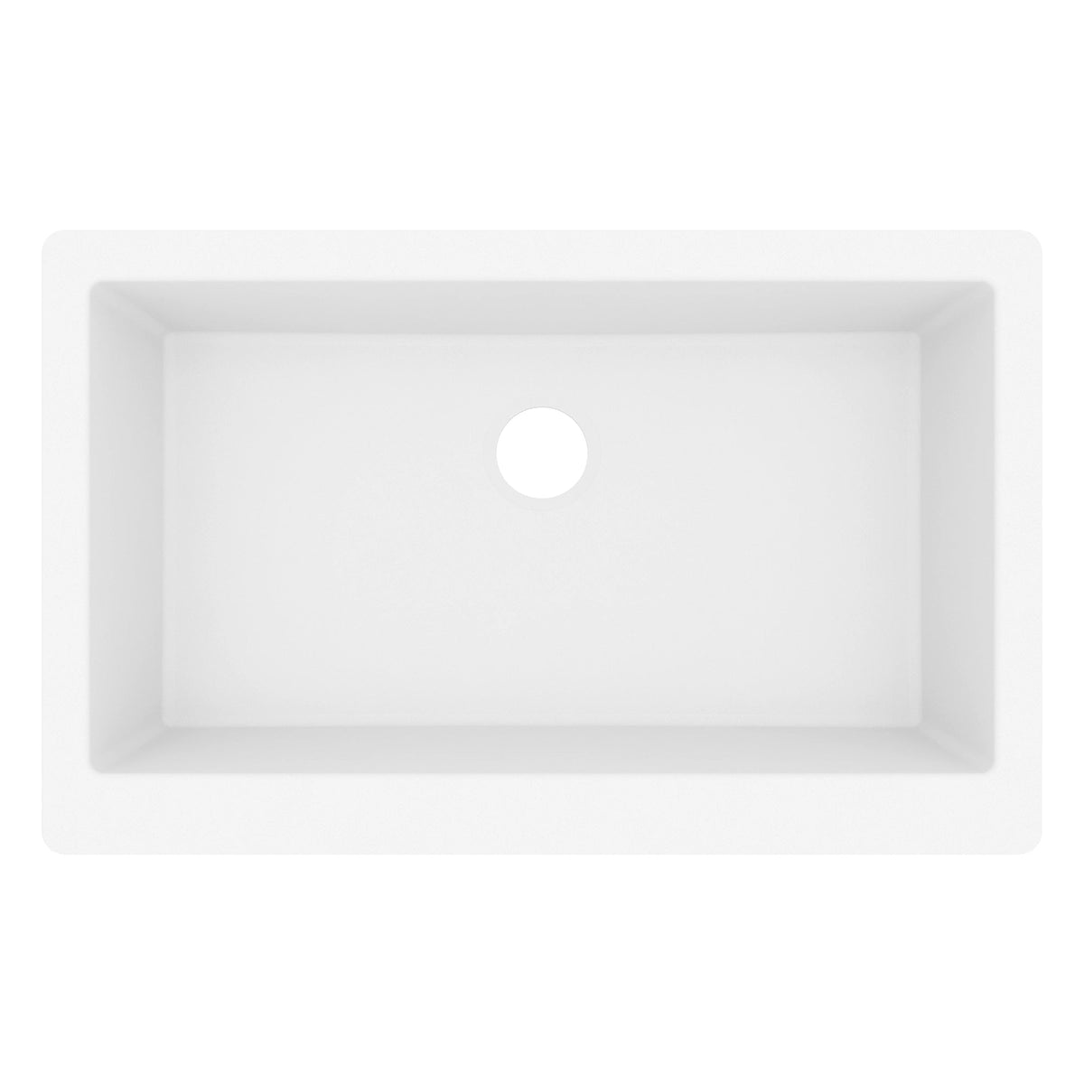 34" Farmhouse Large Single Bowl Quartz Composite Kitchen Sink In White