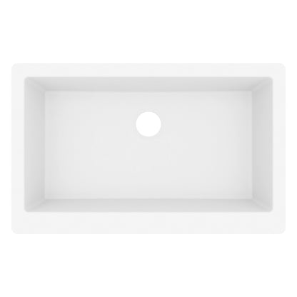 34" Farmhouse Large Single Bowl Quartz Composite Kitchen Sink In White
