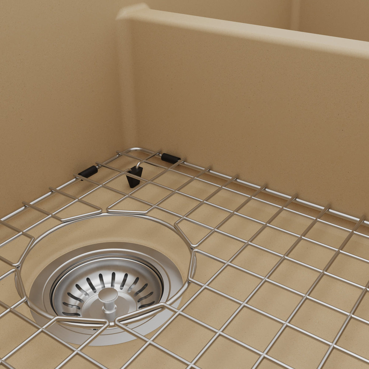 34" Farmhouse Double Equal Bowl Quartz Composite Kitchen Sink Kit In Bisque