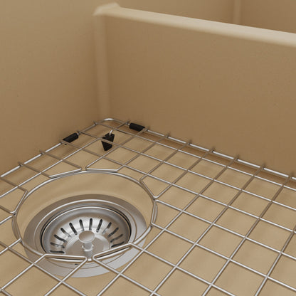 34" Farmhouse Double Equal Bowl Quartz Composite Kitchen Sink Kit In Bisque