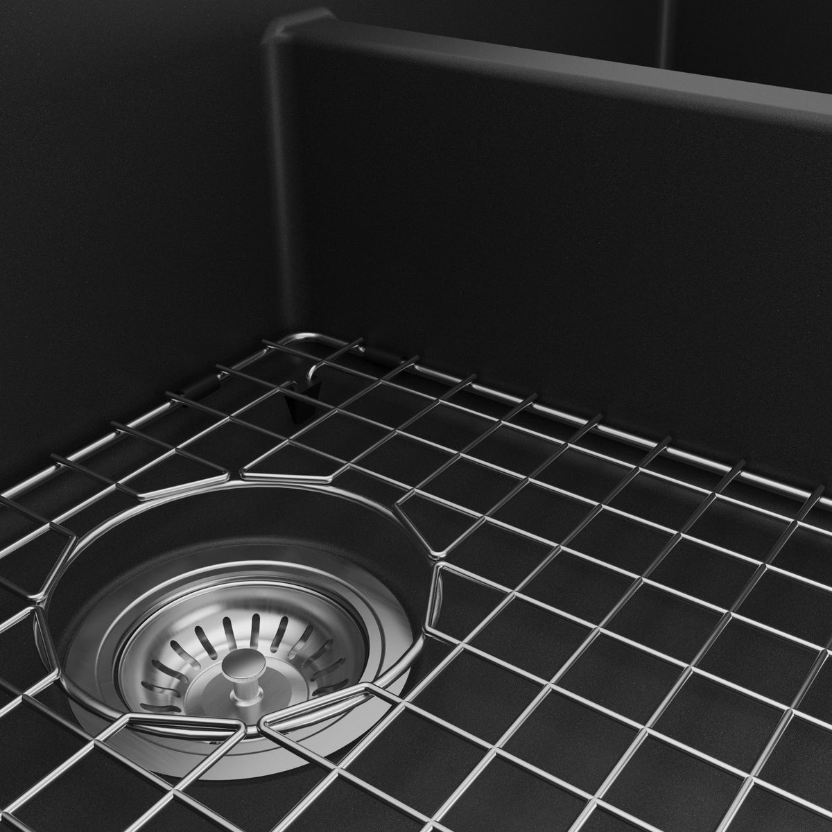 34" Farmhouse Double Equal Bowl Quartz Composite Kitchen Sink Kit In Black