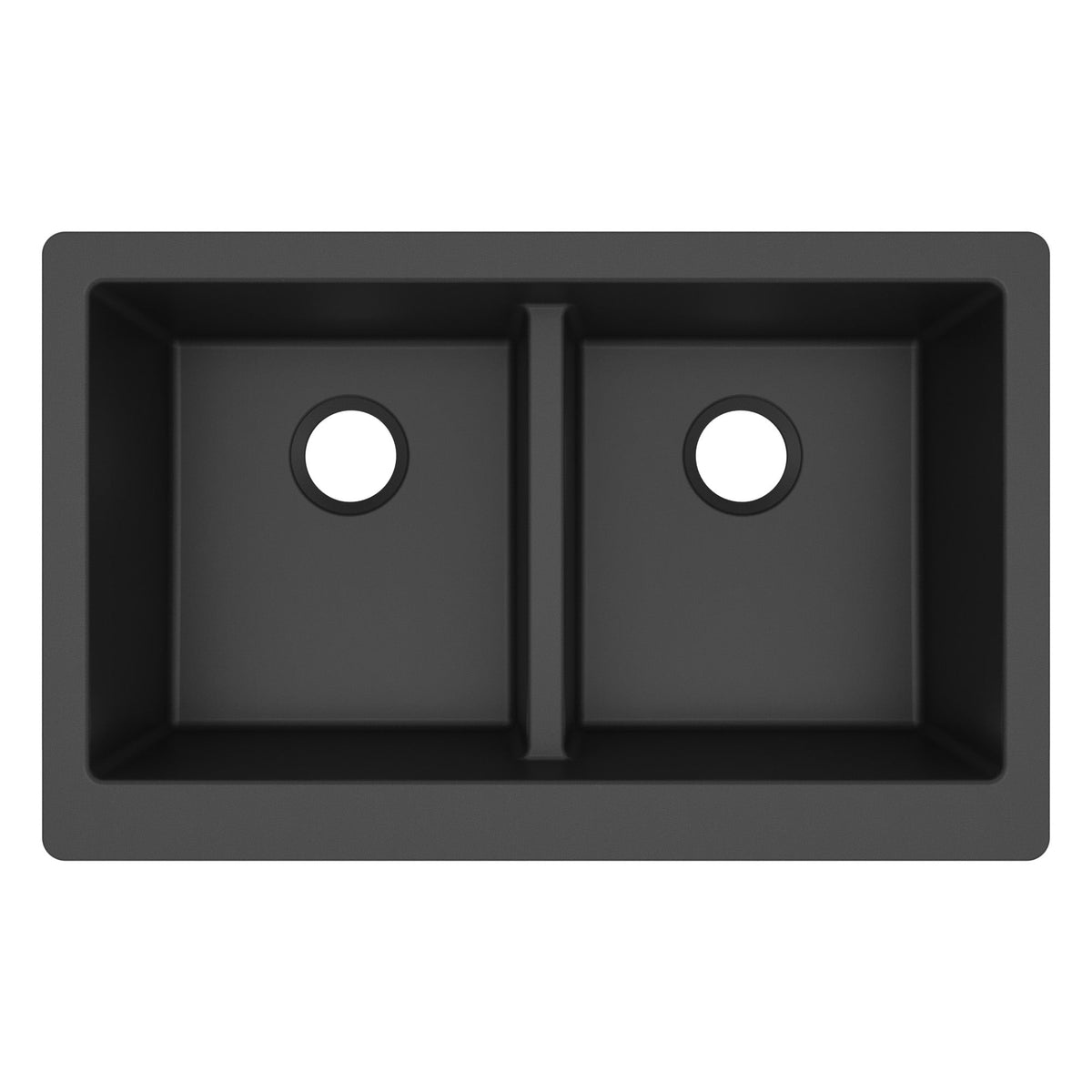 34" Farmhouse Double Equal Bowl Quartz Composite Kitchen Sink In Black