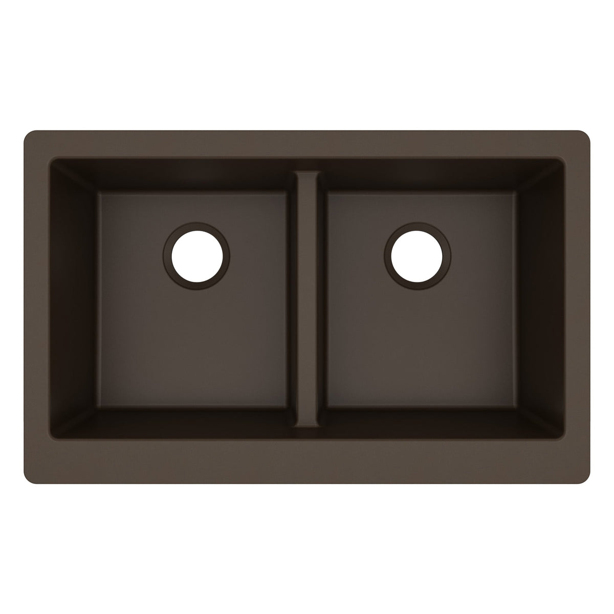 34" Farmhouse Double Equal Bowl Quartz Composite Kitchen Sink In Brown