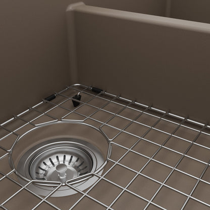 34" Farmhouse Double Equal Bowl Quartz Composite Kitchen Sink Kit In Concrete