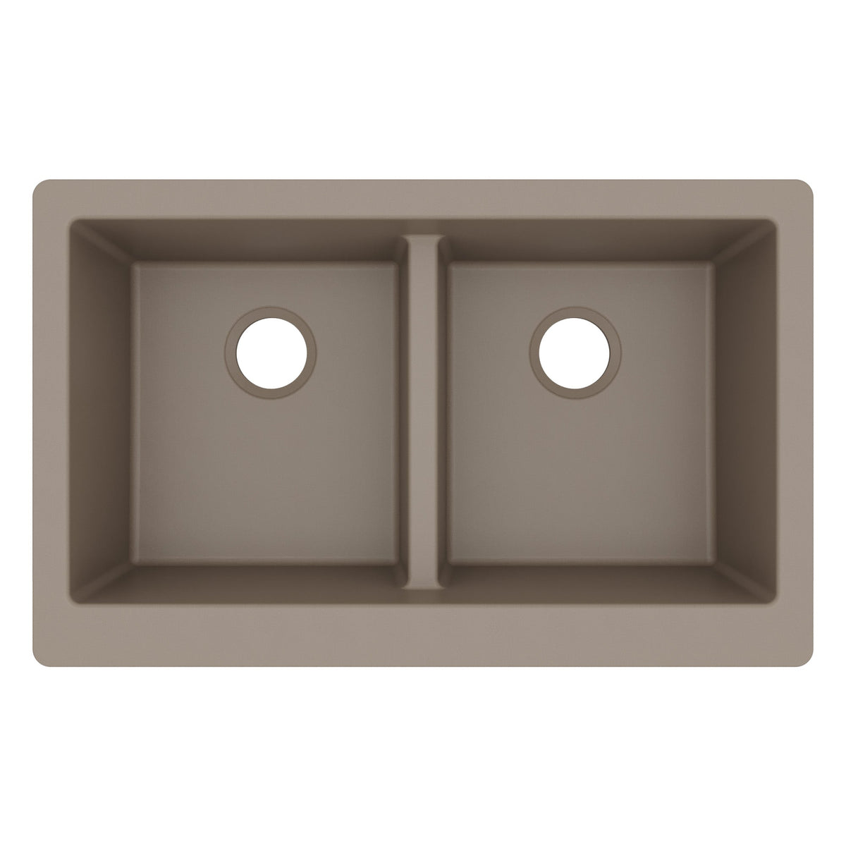 34" Farmhouse Double Equal Bowl Quartz Composite Kitchen Sink In Concrete