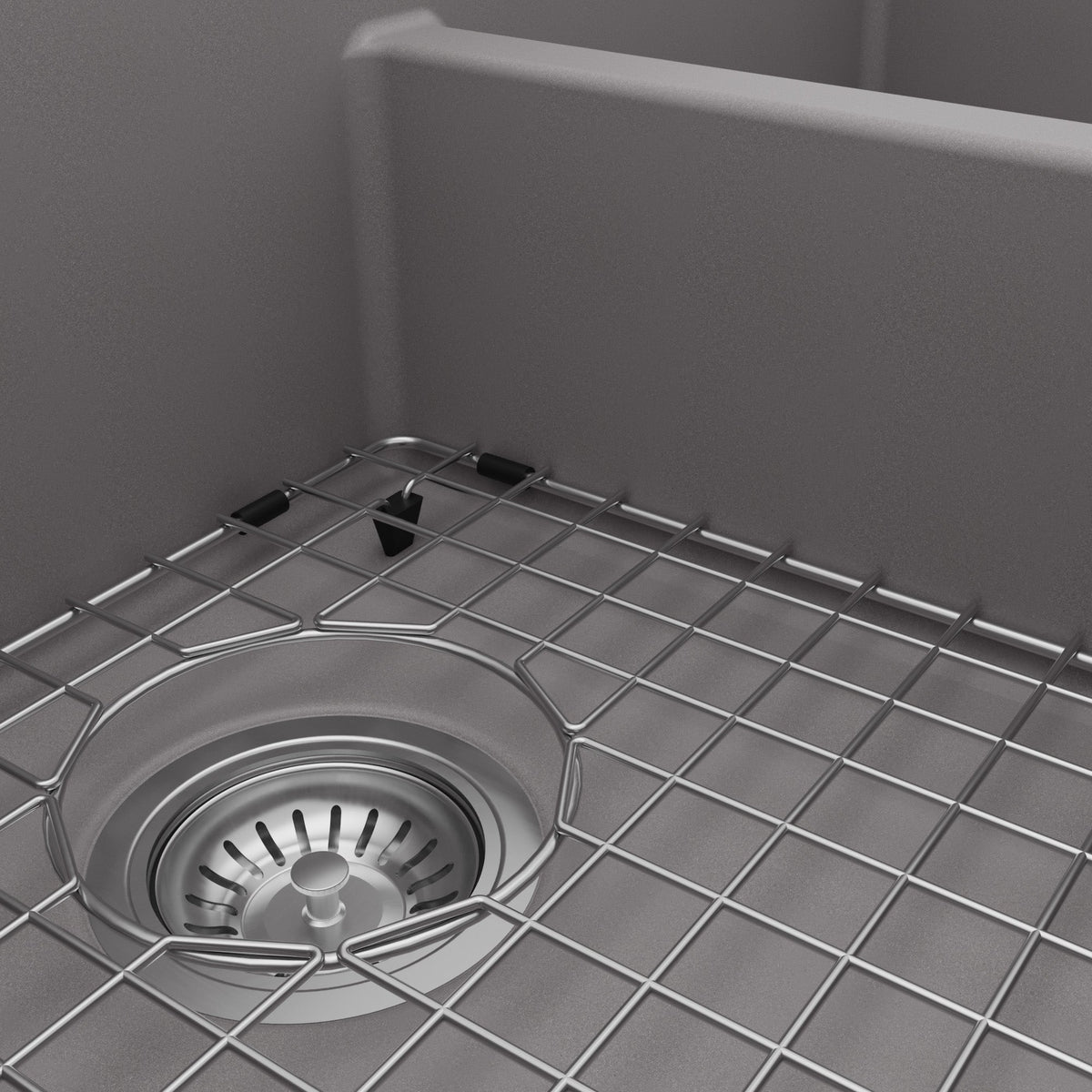 34" Farmhouse Double Equal Bowl Quartz Composite Kitchen Sink Kit In Grey