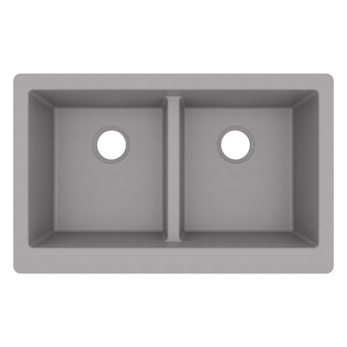 34" Farmhouse Double Equal Bowl Quartz Composite Kitchen Sink In Grey