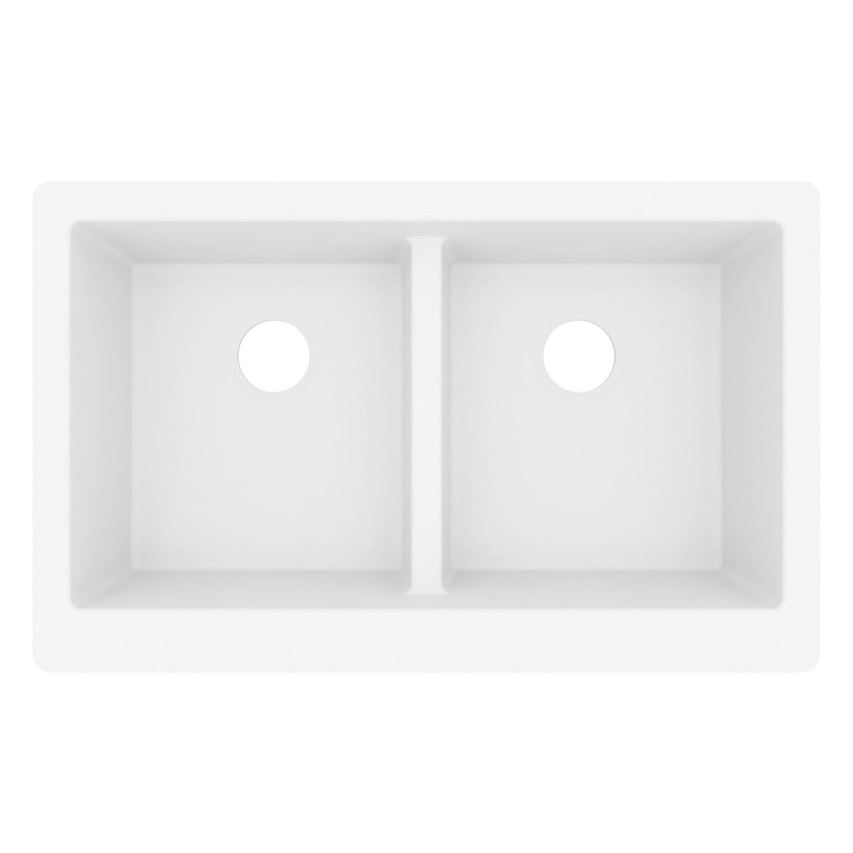 34" Farmhouse Double Equal Bowl Quartz Composite Kitchen Sink In White