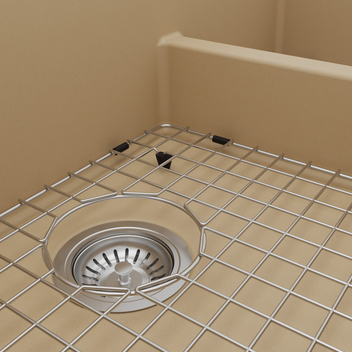 34" Farmhouse Double Offset Bowl Quartz Composite Kitchen Sink Kit In Bisque