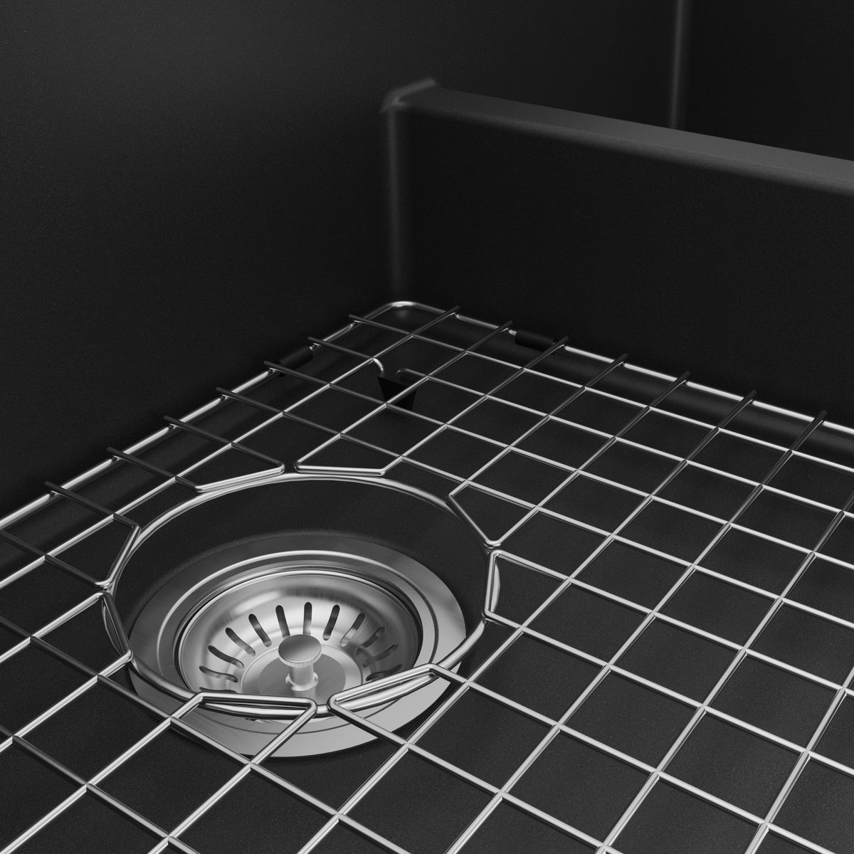 34" Farmhouse Double Offset Bowl Quartz Composite Kitchen Sink Kit In Black