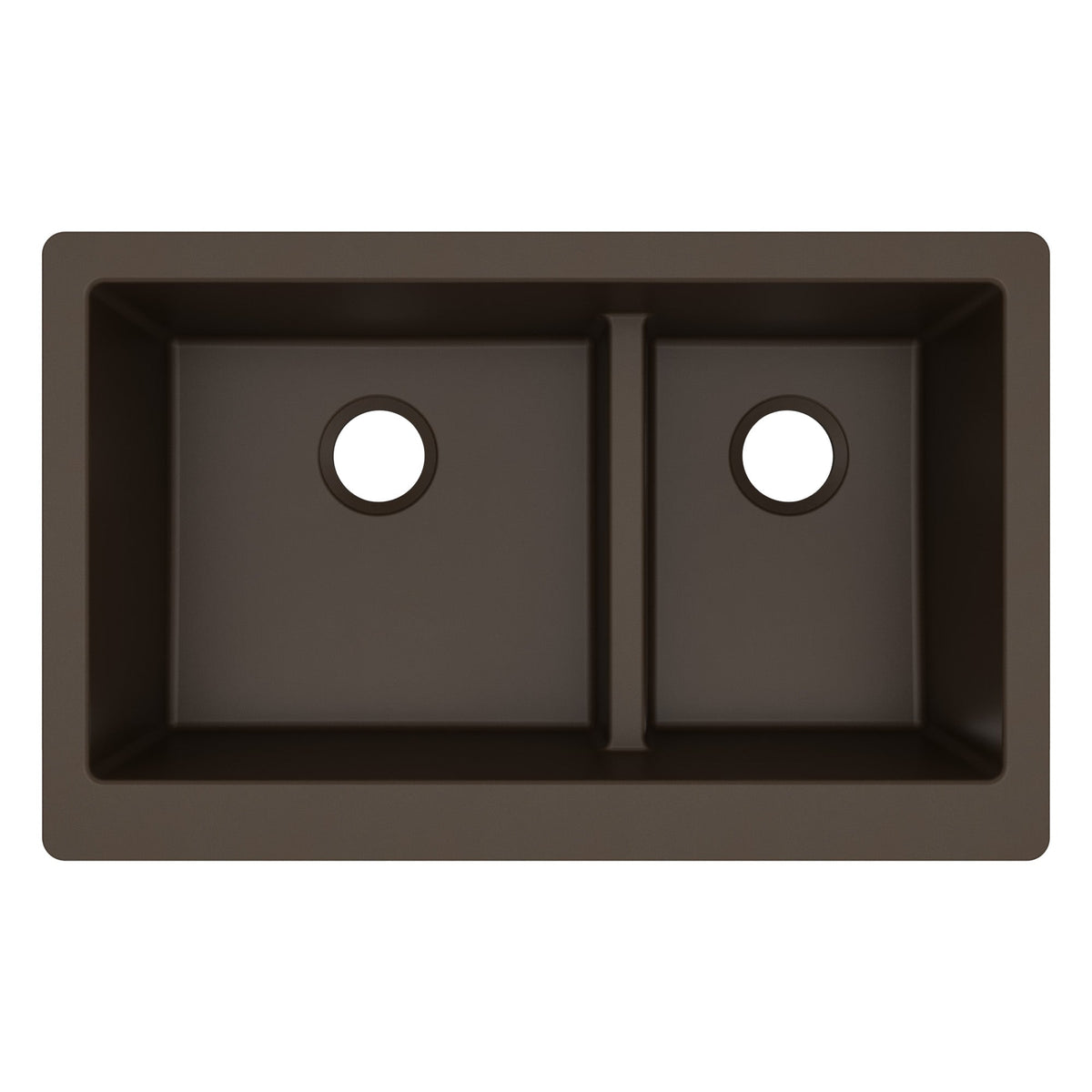 34" Farmhouse Double Offset Bowl Quartz Composite Kitchen Sink In Brown