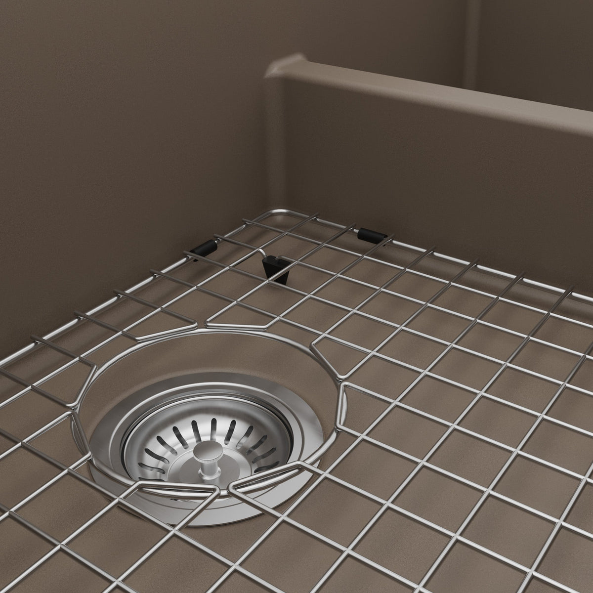 34" Farmhouse Double Offset Bowl Quartz Composite Kitchen Sink Kit In Concrete