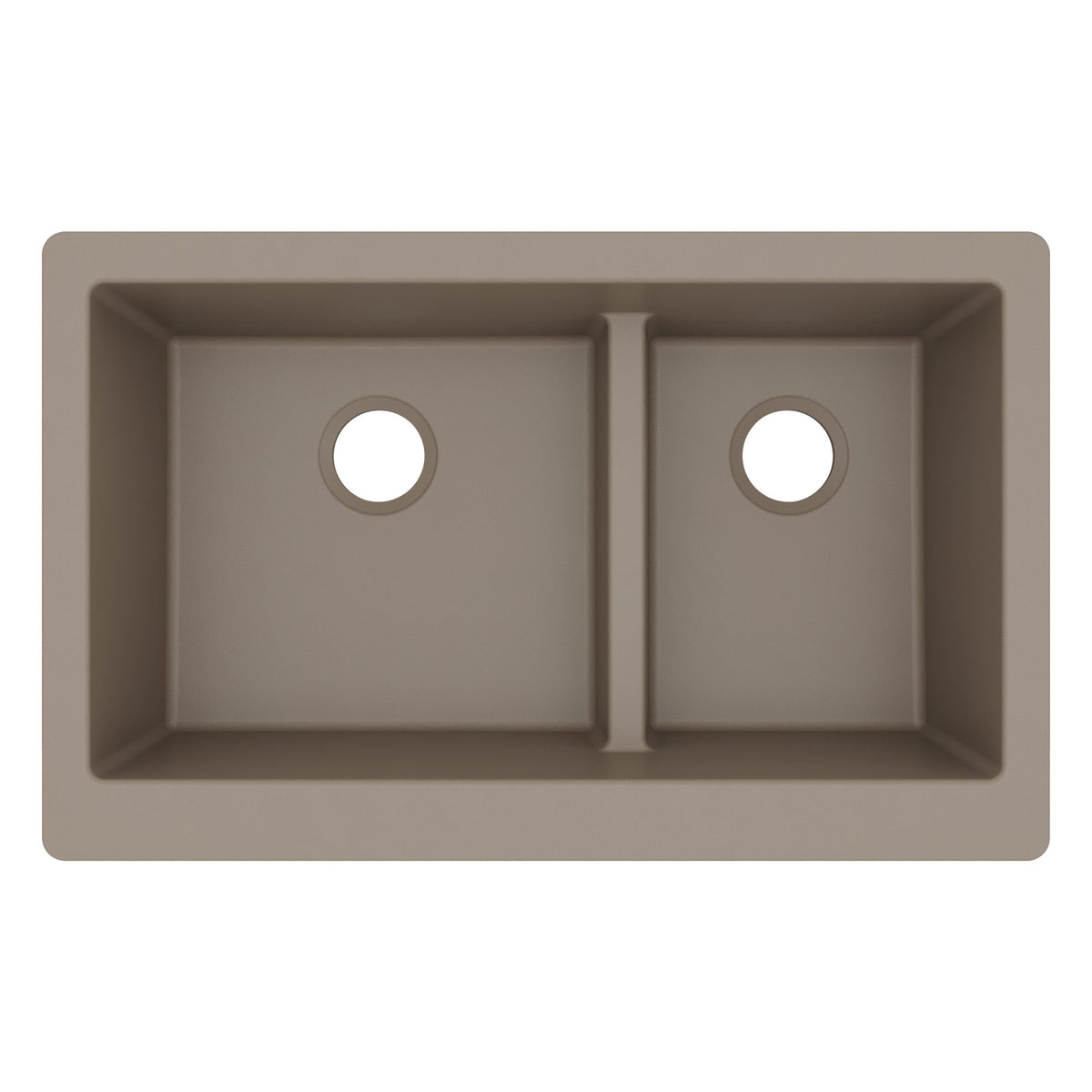34" Farmhouse Double Offset Bowl Quartz Composite Kitchen Sink In Concrete