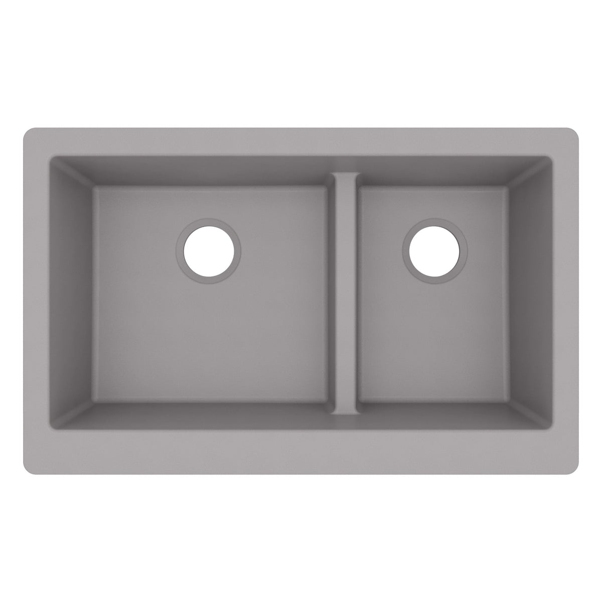34" Farmhouse Double Offset Bowl Quartz Composite Kitchen Sink In Grey