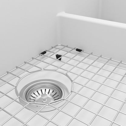 34" Farmhouse Double Offset Bowl Quartz Composite Kitchen Sink Kit In White