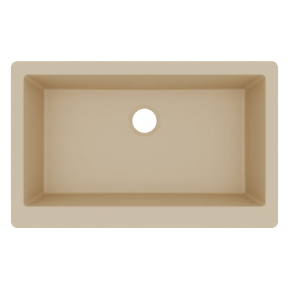 34" Retrofit Farmhouse Large Single Bowl Quartz Composite Kitchen Sink In Bisque