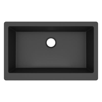 34" Retrofit Farmhouse Large Single Bowl Quartz Composite Kitchen Sink In Black