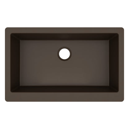 34" Retrofit Farmhouse Large Single Bowl Quartz Composite Kitchen Sink In Brown
