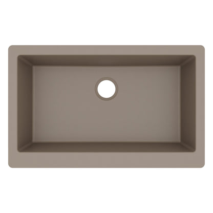 34" Retrofit Farmhouse Large Single Bowl Quartz Composite Kitchen Sink In Concrete