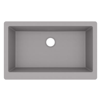 34" Retrofit Farmhouse Large Single Bowl Quartz Composite Kitchen Sink In Grey