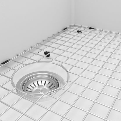 34" Retrofit Farmhouse Large Single Bowl Quartz Composite Kitchen Sink Kit In White
