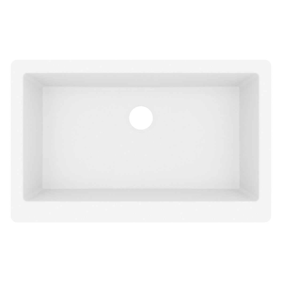 34" Retrofit Farmhouse Large Single Bowl Quartz Composite Kitchen Sink In White