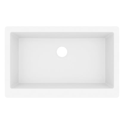 34" Retrofit Farmhouse Large Single Bowl Quartz Composite Kitchen Sink In White