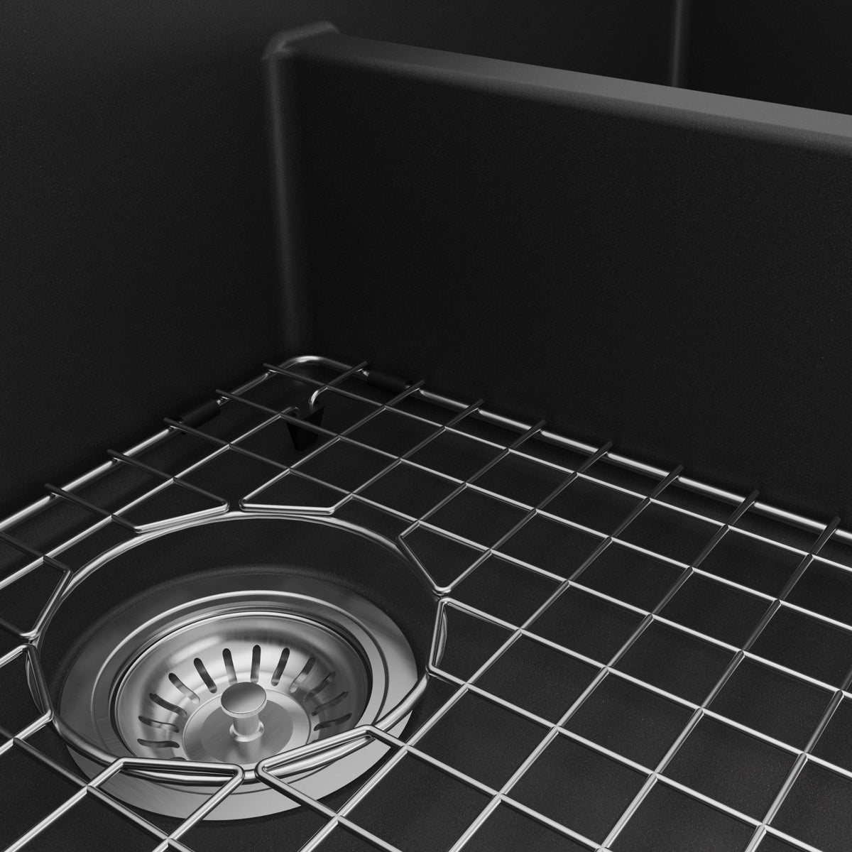 34" Retrofit Farmhouse Double Equal Bowl Quartz Composite Kitchen Sink Kit In Black