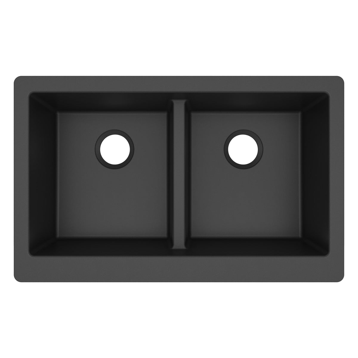 34" Retrofit Farmhouse Double Equal Bowl Quartz Composite Kitchen Sink In Black
