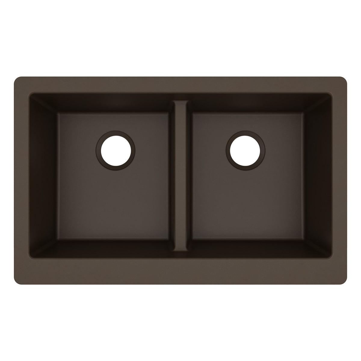 34" Retrofit Farmhouse Double Equal Bowl Quartz Composite Kitchen Sink In Brown