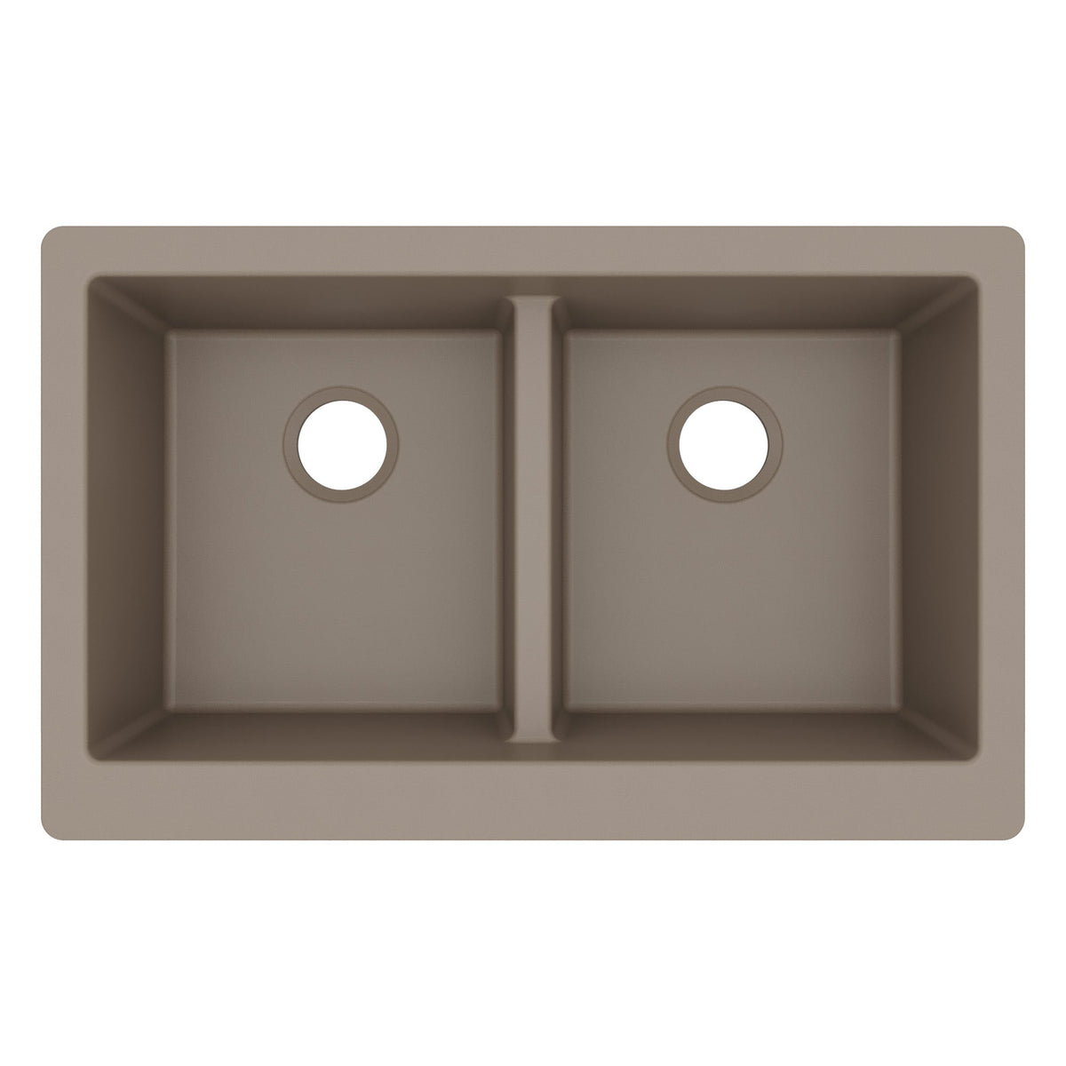 34" Retrofit Farmhouse Double Equal Bowl Quartz Composite Kitchen Sink In Concrete