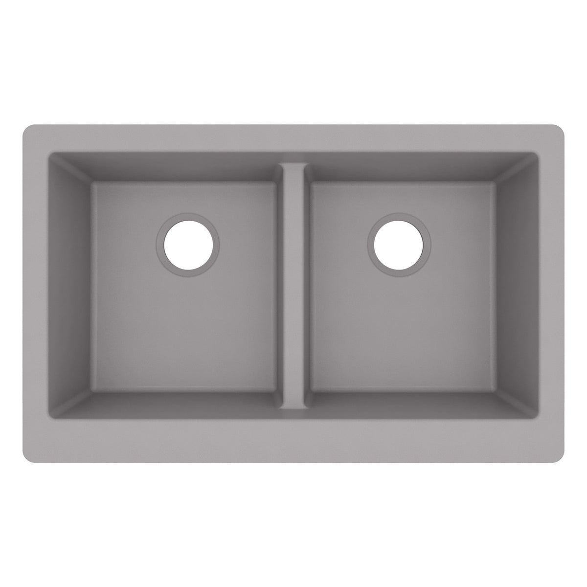 34" Retrofit Farmhouse Double Equal Bowl Quartz Composite Kitchen Sink In Grey