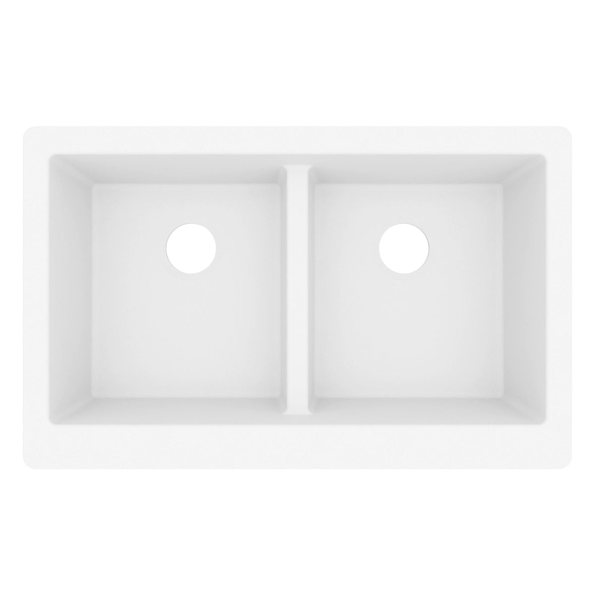 34" Retrofit Farmhouse Double Equal Bowl Quartz Composite Kitchen Sink In White