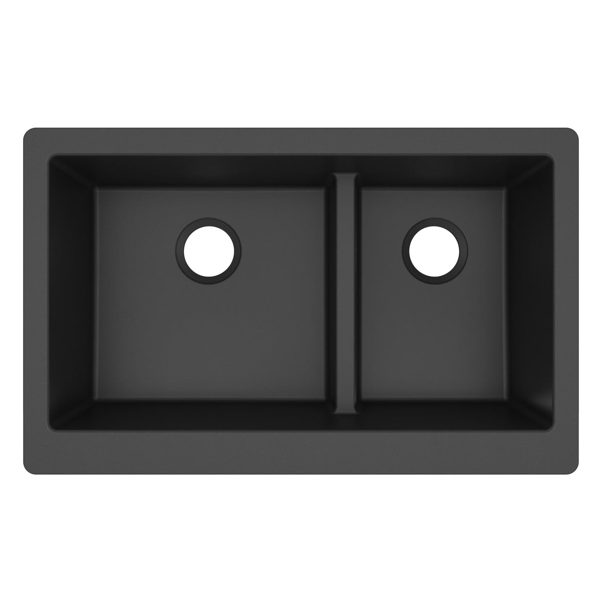 34" Retrofit Farmhouse Double Offset Bowl Quartz Composite Kitchen Sink In Black