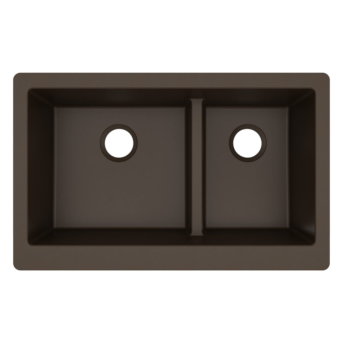34" Retrofit Farmhouse Double Offset Bowl Quartz Composite Kitchen Sink In Brown