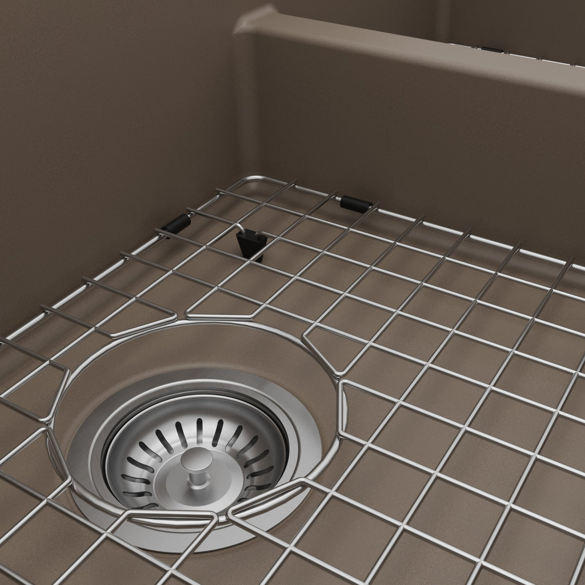34" Retrofit Farmhouse Double Offset Bowl Quartz Composite Kitchen Sink Kit In Concrete