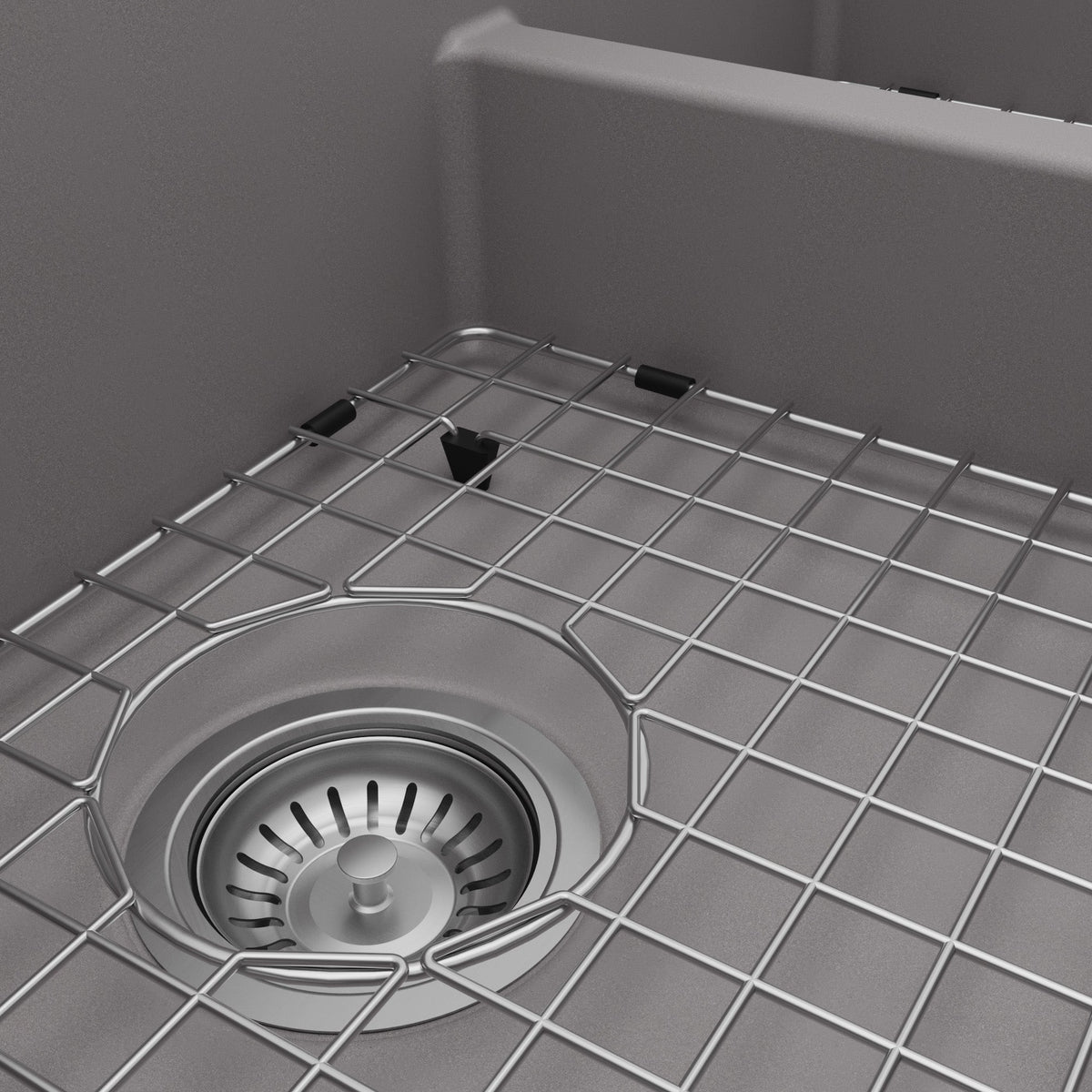 34" Retrofit Farmhouse Double Offset Bowl Quartz Composite Kitchen Sink Kit In Grey
