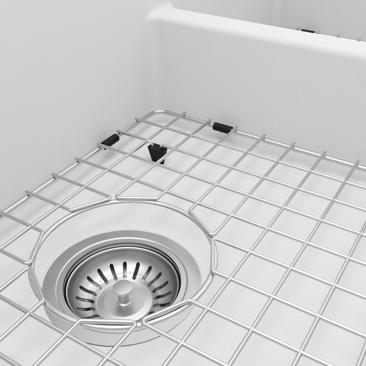 34" Retrofit Farmhouse Double Offset Bowl Quartz Composite Kitchen Sink Kit In White