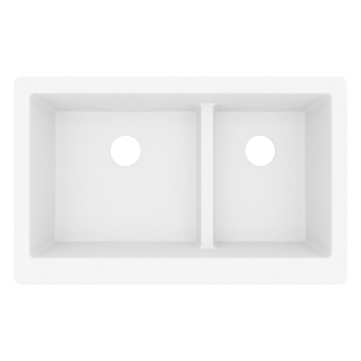 34" Retrofit Farmhouse Double Offset Bowl Quartz Composite Kitchen Sink In White