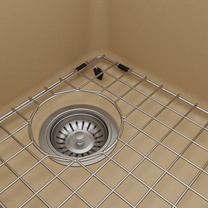 33" Top Mount Double Offset Bowl Quartz Composite Kitchen Sink Kit In Bisque