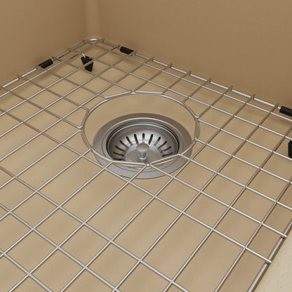 33" Top Mount Large Single Bowl Quartz Composite Kitchen Sink Kit In Bisque