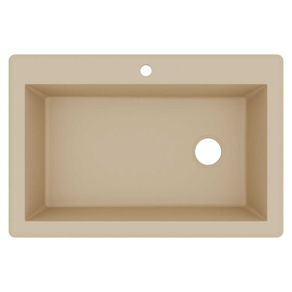 33" Top Mount Large Single Bowl Quartz Composite Kitchen Sink In Bisque